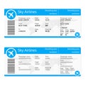 Plane ticket template. Airplane flight ticket realistic blank. Boarding pass. Vector illustration.